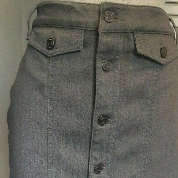 Banana Republic Dresses & Skirts - NEW BANANA REPUBLIC PREMIUM Denim Skirt button front GREY JEAN SZ 0
